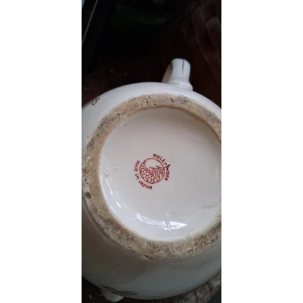 Vintage Large 2 Piece Porcelain Flowered Hand Juicer/ Spout & Handle Japan 1920s